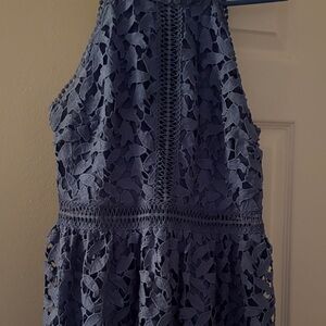 Just Me Lace Halter Dress in Deep Blue .. fit 8-10..lined